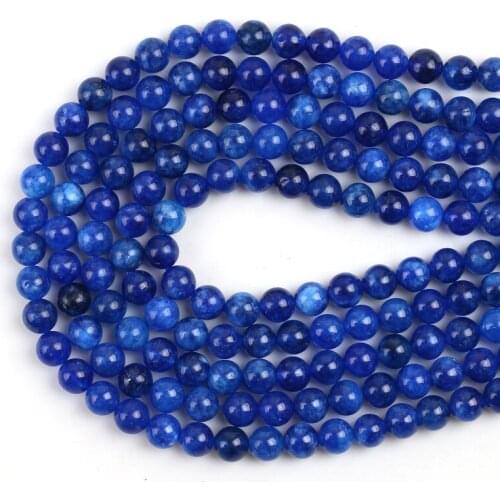 Dark Blue Angelite Natural Stone Beads Round Loose Spacer 15''4/6/8/10/12mm For Jewelry Making DIY Bracelets Necklace