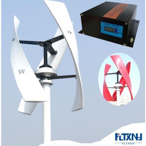 FLTXNY FX 600w white Vertical Wind Turbine Generator 3 Blades 12v 24v 48v 1.5m Start Up 250RPM No Noise For Home Use