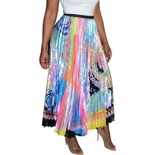 Elegant Flower Print Midi Pleated Skirt Women 2020 Autumn Winter Ladies Korean High Waist School Long Skirt Female Maxi Beach