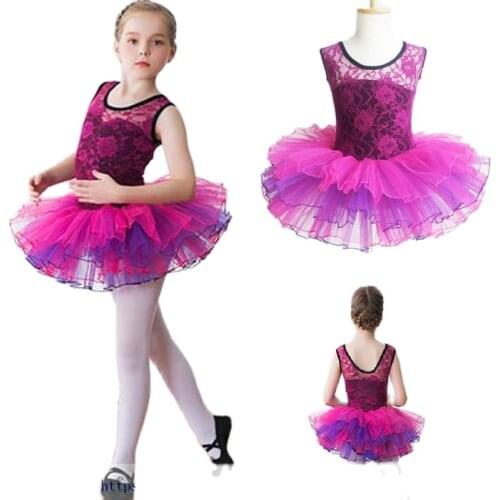 High Quality Girls Dresses Pink Black Cotton Princess Dress Kids Child Fluffy Gymnastics Ballet Tutu Dress With Dot Skirt