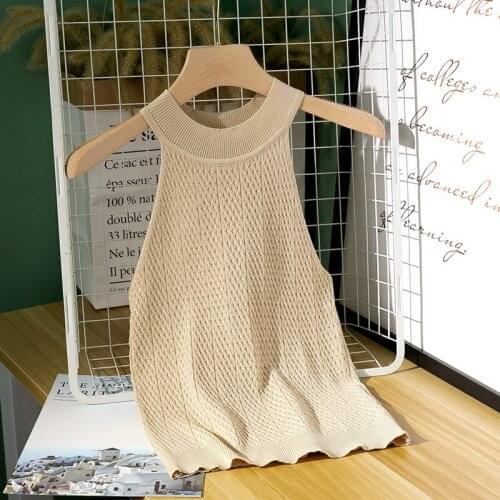 Sexy Tank Tops Camis Hollow Elastic Sleevelees Vest for Women Summer Casual Female Brand Round Neck Casual Loose