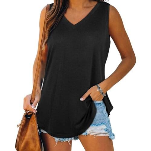 Womens Tops Vest V-neck New Dovetail Sleeveless Solid Color T-shirt Classic Soft Comfortable Ladies Clothing Mothers Day Gifts