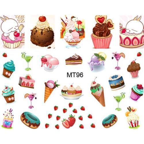 1 Sheet Nail MT96 Red Strawberry Cake Cool Drink Nail Art Water Transfer Sticker Decal For Nail Tattoo Tips Nail Tools