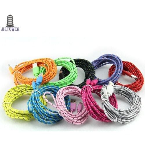 1M/2M/3M Colorful round Braided Woven Wire Micro USB Data Charger Cable for Samsung Galaxy S6 Edge S5 S6 s7 Note5 Android 300pcs