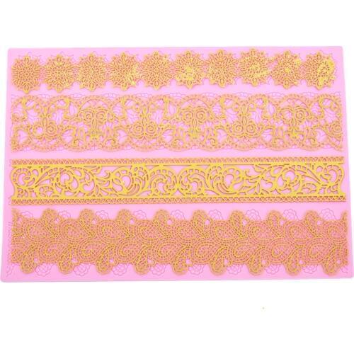 1PCS Pink Large Sugar Crafts Cake Mould Mat Lace Silicone Flower Baking Tool
