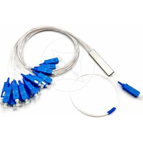 10pcs/lot 0.9mm Steel Tube Fiber Optic PLC Splitter 1x16 SC/UPC Mini Blockless 1*16 SC APC Connector,Free Shipping