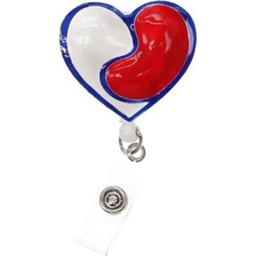 10pcs/lot Retractable Enamel Heart shaped Badge Reels ID Name Holders For Nurse