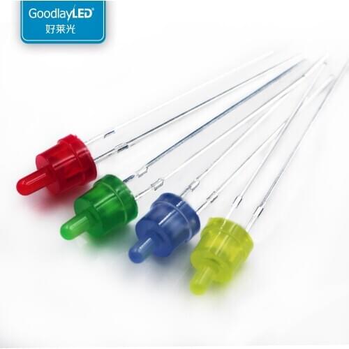 1000pcs LED light-emitting diode 2mm round head with long legs and white light red blue green yellow straight plug LED lamp