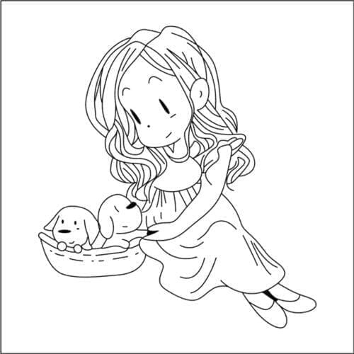 10x10 Girl and dog shaking hands Transparent Clear Stamps Silicone Seals for DIY scrapbooking photo album Card Making