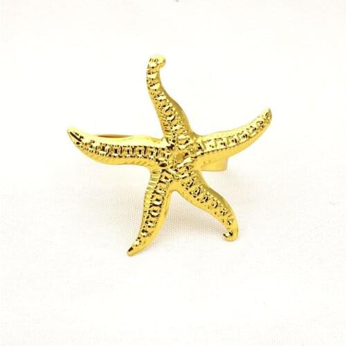 12pcs Hotel Western Restaurant Starfish Metal Golden Napkin Button Napkin Ring