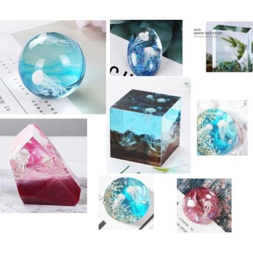 16 Pcs/set Epoxy Filling Material Crystal Ocean Resin 3D Mini Jellyfish Modeling DIY Craft Accessories Decoration UV Filler 97QE