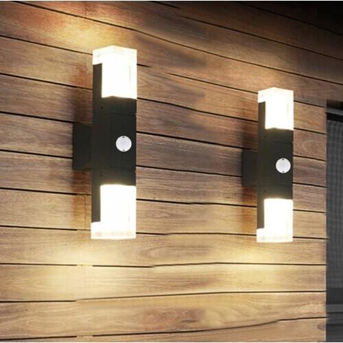 1PCS10W 12W 20W PIR Motion Sensor Outdoor Garden Porch Wall Lamp Aluminum Villa Hotel Corridor Aisle Balcony Exterior Wall Light
