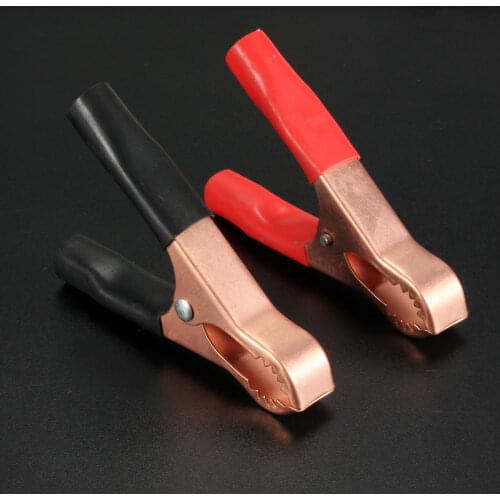 2Pcs Red + Black 80mm Car Alligator Clips Battery Clamps Crocodile Clip 50A
