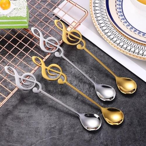304 Stainless Steel Spoon Tableware Coffee Stirring Spoon Creative Note Titanium Spoon Cutlery Fashion Gift Accessories