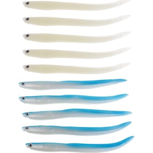 5pcs Soft Fishing Baits Plastic Lifelike 3D Eyes Eel Simulated Lures Hooks Artificial Bait For Fishing Tackle