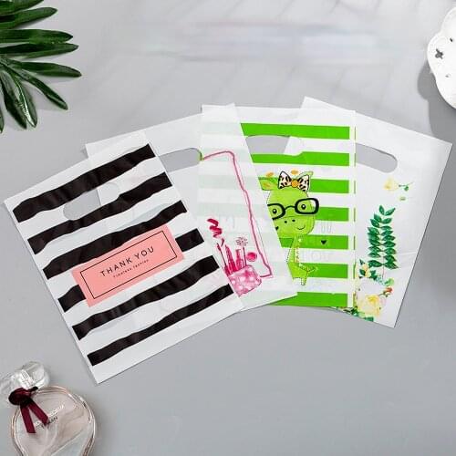 50pcs/lot with Thank You New Design Black&white Striped Packaging Bags for Gift Small Plastic Wholesale Jewellery Pouches