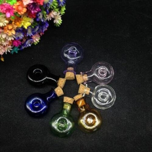 7sets/lot 7color clear mini handmade diy Glass vial flat bottle cork stopper charm tiny Perfume essential oil Bottle jars gifts