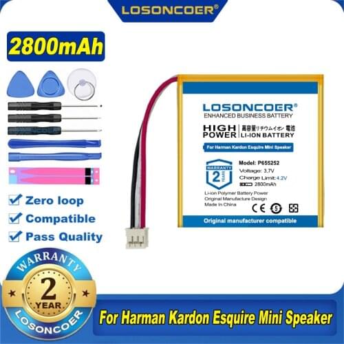 100% Original LOSONCOER 2800mAh P655252 Battery For Harman Kardon Esquire Mini Speaker Loudspeaker Batteries