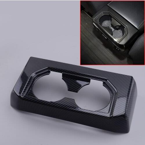 Carbon Fiber Style ABS Car Rear Armrest Box Cup Holder Cover Trim Frame Bezel Fit for Ford F150 2016 2017 2018 2019