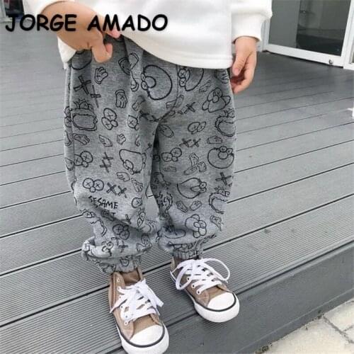 2021 Spring New Boys Girls Harem Pants Elastic Waist Loose for Children Cotton Casual Thick Trousers Kids Clothes E01