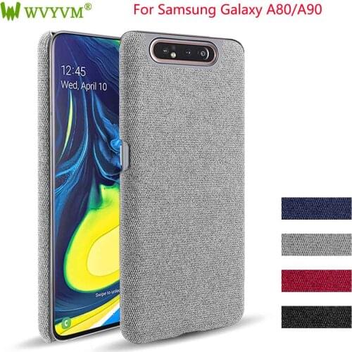 Phone Case For Samsung Galaxy A80 A90 Luxury Cover Canvas Case Fabric Leather Pattem Stand Cover For Samsung A 80 90 shell