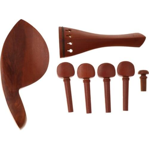 Jujube Wood Violin Chinrest+Tailpiece+Tuning Pegs+Endpin for Violin Fiddle Replacement