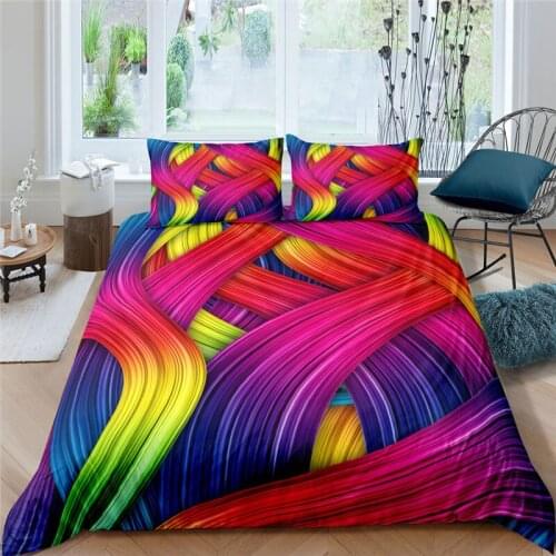Home Living Luxury Color Stripes Print 2/3Pcs Soft Duvet Cover Set PillowCase Queen and King Size Kids Bedding Set EU/US/AU Size