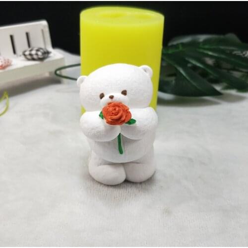 DW0188 New Bouquet Silicone Bear Shape 3D Fondant Mold Soap Chocolate Sugarcraft Baking Tool Cake Mold