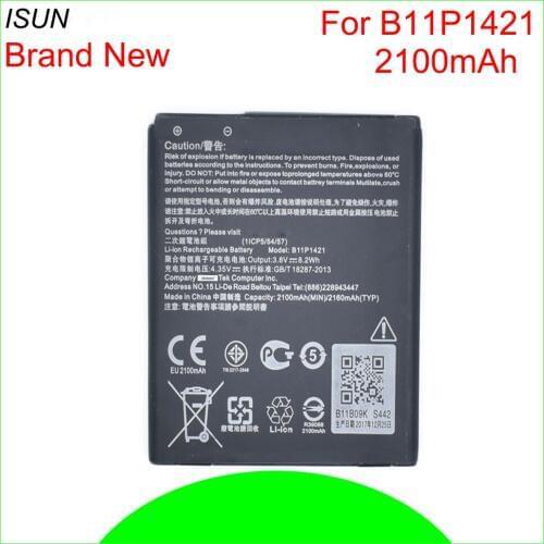 ISUNOO 10pcs/lot 2100mAh B11P1421 Battery For Asus ZenFone C ZC451CG Z007 Mobile Phone Batteries