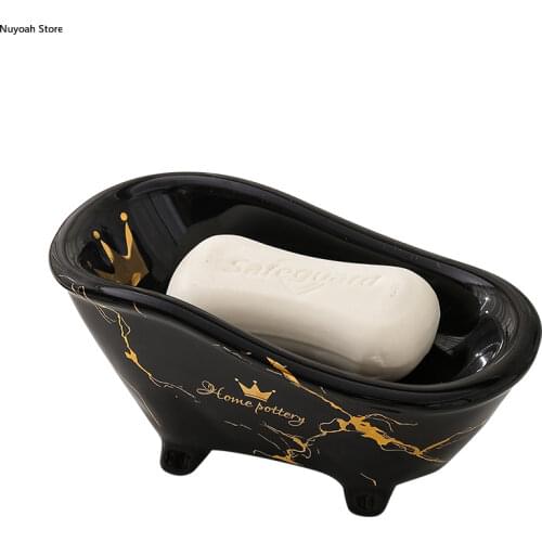 Ceramic Marbled Soap Box Cute Drain Soap Dish Creative Bathroom Decoration Accessories Personalized Bathroom Soap Holder