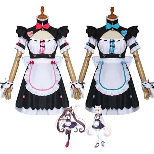 Nekopara Chocolate Vanilla Cosplay Costumes Maid Dress Lolita Cute Cat Neko Girls Women Dress Halloween Show Skirt Set Role Play