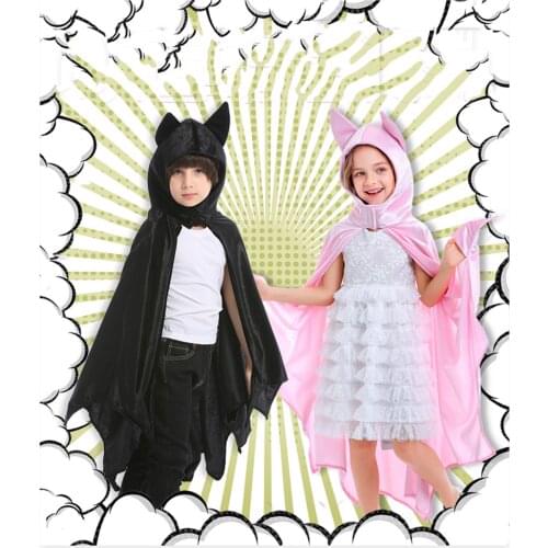 Girls Boy Black Bat Costume Halloween Hooded Jumpsuit Romper Cosplay Outfit With Wings For Child Teen Family Pack Christmas Gift