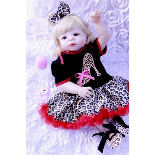 55cm Full Silicone Body Reborn Baby Doll Toy Realistic Newborn curly Princess Babies Doll With clothes Girl Brinquedos Bathe Toy