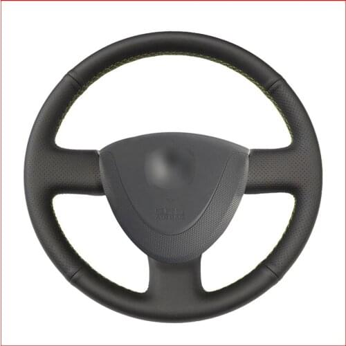 MEWANT Black Genuine Leather Car Steering Wheel Cover for Honda City 2002-2008 Fit 2001-2007 Jazz 2001-2007