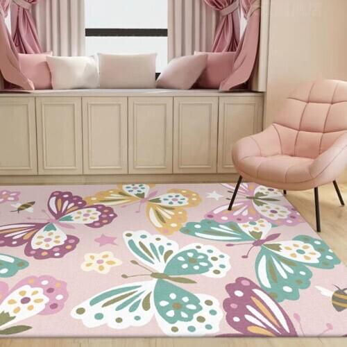 Fashionable Modern Cute Pink Color Butterfly Sweet Princess Bedroom Bedroom Living Room Bedside Carpet