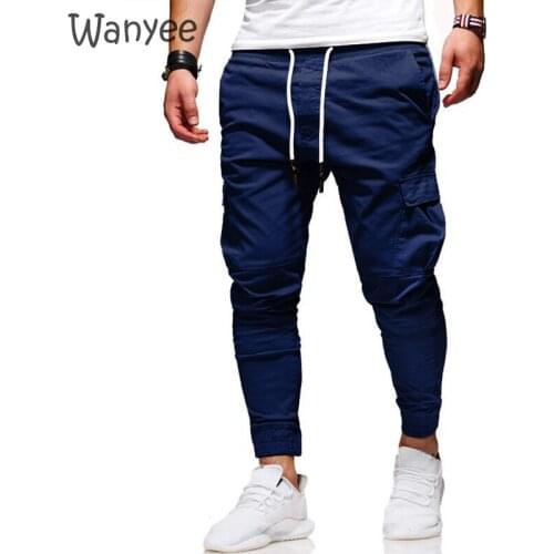 Mens Fitness Men Sportswear Bottoms Skinny Sweatpants Drawstring Trousers Jogger Pockets Foot with Rope Elastic Casual Pants