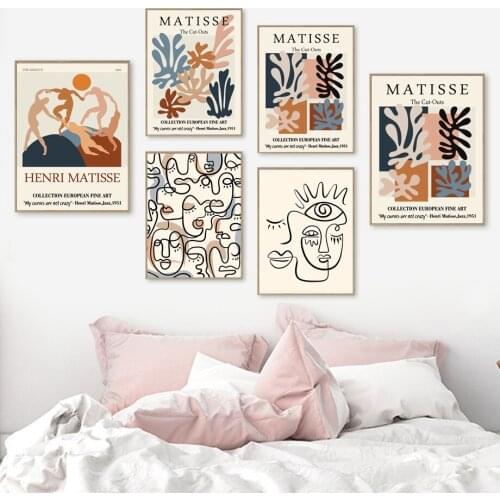 Henri Matisse Abstract Curve Paper Cut Nordic Poster Lines Face Wall Art Print Canvas for Living Room Painting Decor Pictures