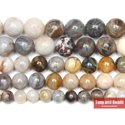Natural Stone Bamboo Leaf Carnelian Agates Round Beads 15" Strand 4 6 8 10 12MM Pick Size For Jewelry