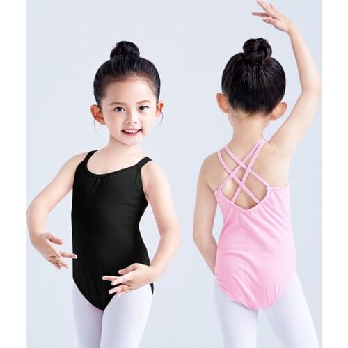 New Children Summer Sleeveless Gymnastics Ballet Dance Leotards Girls Kids Mesh Splice Pink Black Ballet Dancewear