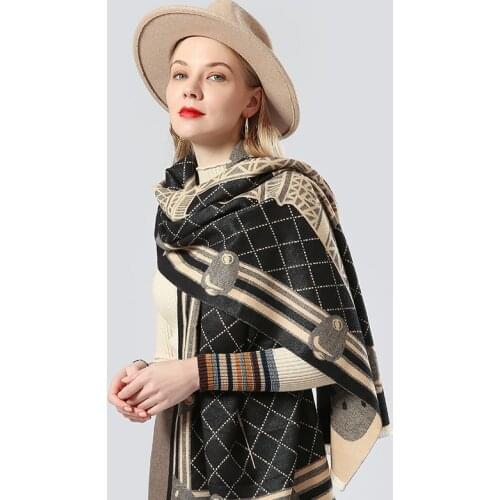 2020 New Winter Scarf Iron Tower Cashmere Shawl Womens Warm Double-Sided Thick Foulard Lady Fashion Bandana Female Pashmina