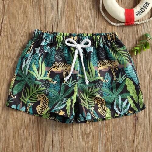 Toddler Baby Boys Cartoon Animal Printed Short Pants Vacation Style Printing Elastic Shorts with Waist Inner Drawstring Summer