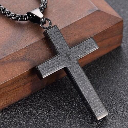 2021 Cross Necklace Classic Stainless Steel Bible Pendant Hip Hop Jewelry Fashion Gold Silver Color Men Jewelry