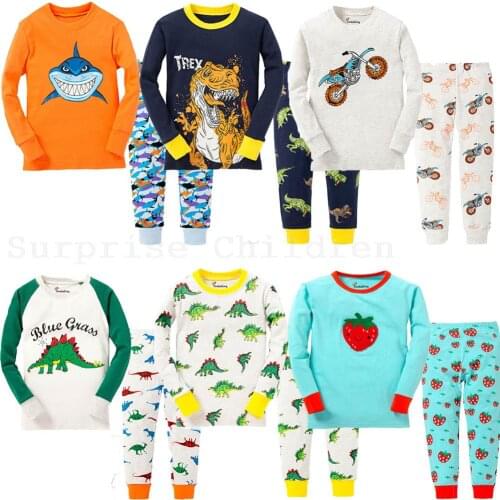 Boys Pyajamas Sets Girls Nightwear Sleepwear Baby Dinosaur Night Wears Animal Pijamas Pjs For 2-8Years New Boys 2Pcs Car Pajamas