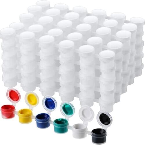 PPYY-50 Strips Empty Paint Strips Paint Cup Pots Clear Storage Paint Containers Mini Painting Cup Pot l/ 0.1 Oz