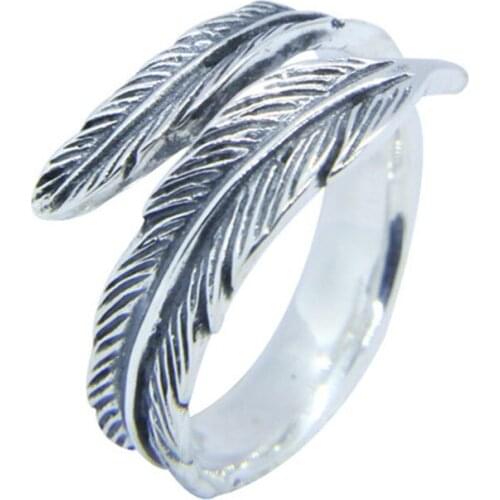 Drop Ship 925 Fashion Steel Feather Ring 316L Stainless Steel Fashion Jewelry Unisex Ring