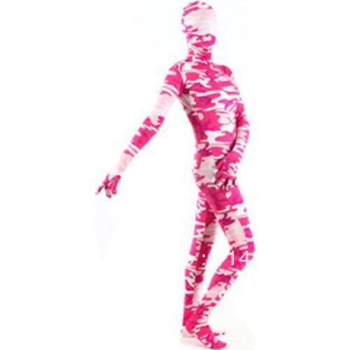Pink Camouflage Fullbody Spandex Zentai Catsuit Suit