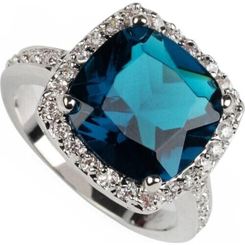 SHUNXUNZE luxury best sell Engagement Wedding rings Jewelry & Accessories for women Dark blue Cubic Zirconia Rhodium Plated R620