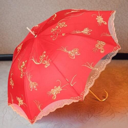 Wedding wedding supplies creative lace edge umbrella bride umbrella big red woman dowry umbrella red umbrella