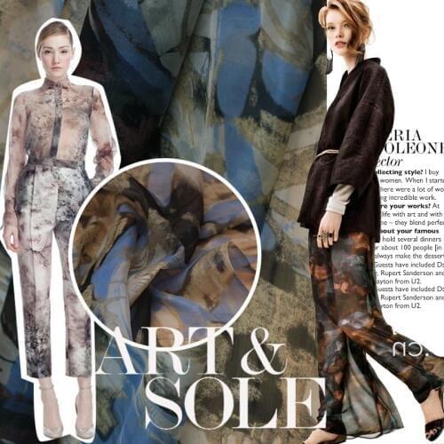 LEO&LIN Summer style stiff silk fabrics really Siou root yarn dress style retro color 25 patchwork (1 meter)