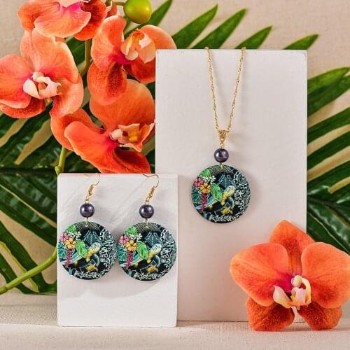 Hawaiian Polynesian Jewelry Set Wholesale New Design Colorfu Round Acrylic Trendy Necklaces Sets Beach for Women Girls 2021 Gift